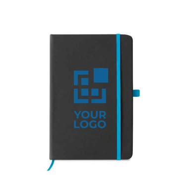 Caderno personalizado com elásticos coloridos A5 folhas pautadas