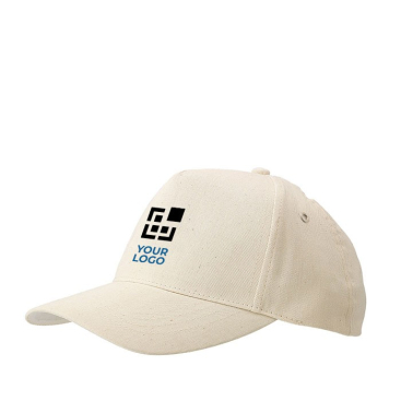 Boné de algodão de cor natural e ajuste de velcro