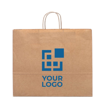 Saco grande em papel craft com logotipo cor castanho