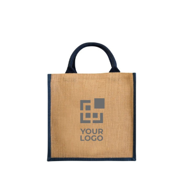 Saco de tote de juta com alças de cordão de algodão