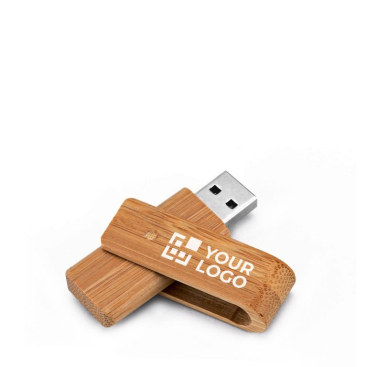 Pen USB giratória madeira de bambu em tons escuros e claros