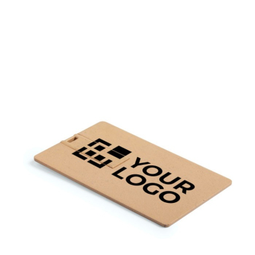 Cartão USB de plástico reciclado com acabamento em madeira