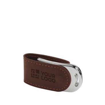 Moderno porta-chaves USB de pele com logo e fecho magnético
