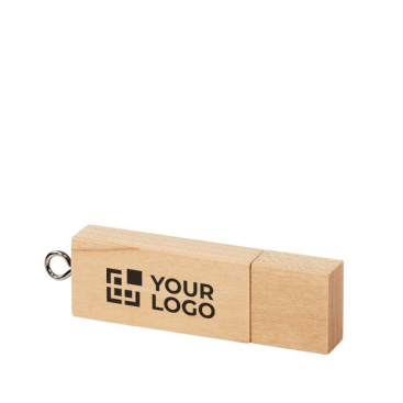 Pen USB gravada retangular de madeira com velocidade 3.0