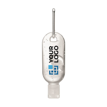 Gel de mãos personalizável com mosquetão para publicidade 30 ml