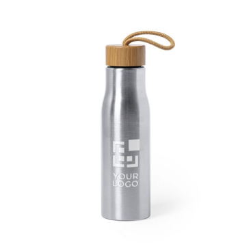 Garrafa de aço para brindes com pega de bambu 550ml