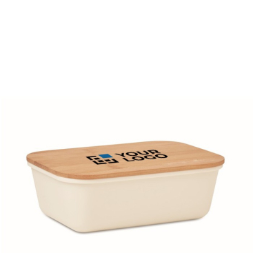 Lancheira corporativa com tampa de bambu com logotipo 1L