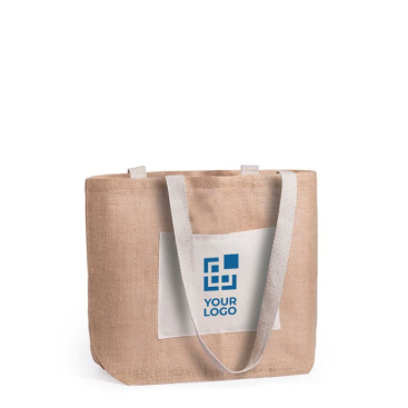 Saco de juta personalizado com bolso frontal e expansor