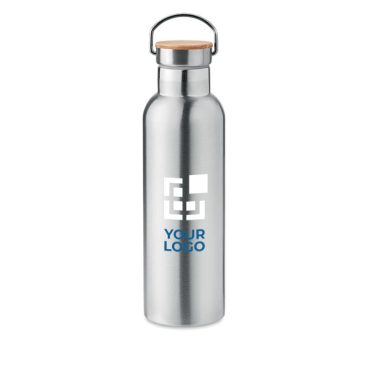 Garrafa personalizada térmica mate com detalhe bambu 750ml