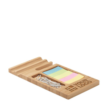 Set de mesa de bambu personalizado para telefone clips e nota