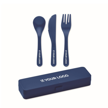 Conjunto de 3 talheres reutilizáveis em caixa colorida