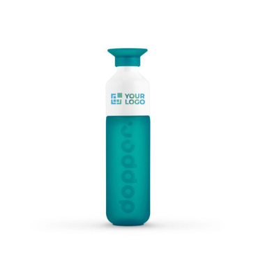 Garrafa reutilizável personalizada Dopper cor turquesa vista principal