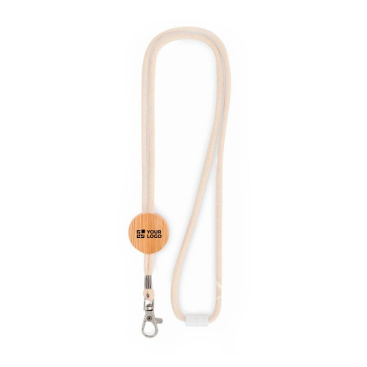 Lanyard 50 cm de comprimento em algodão detalhe de bambu