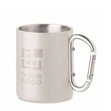Caneca personalizada de aço com asa mosquetão 300ml