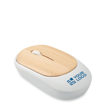 Rato sem fios de ABS reciclado com tampa de bambu natural com logótipo
