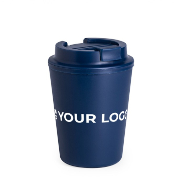 Copo de café com tampa de plástico reciclado e parede dupla 300 ml