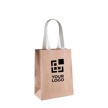 Saco de presente papel kraft asas curtas de algodão 150 g/m2