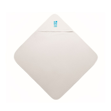 Toalha branca de algodão com capuz para bebê 300 g/m2
