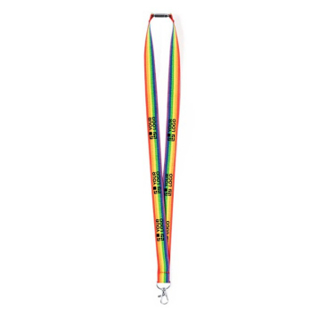 Lanyard de poliéster multicolorido com mosquetão metálico