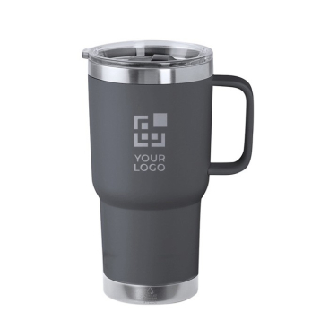 Caneca de parede dupla de aço inoxidável com alça rígida 600ml