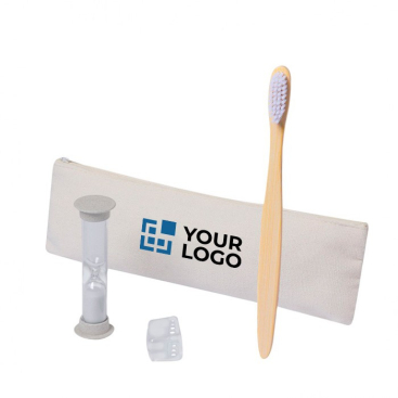 Conjunto sustentável de escova de dentes com tampa e ampulheta