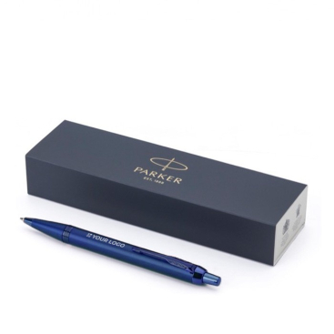 Caneta metálica monocromática com botão de clique tinta azul Parker