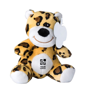 Leopardo pequeno de peluche com etiqueta e olhos bordados