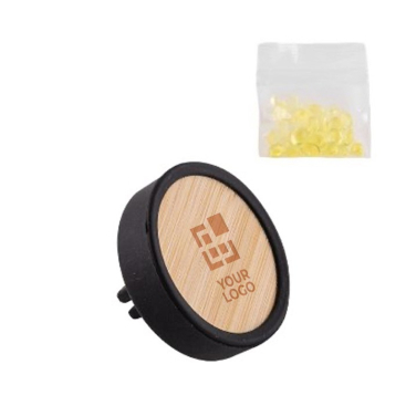 Ambientador de carro feito de bambu e silicone com aroma a limão