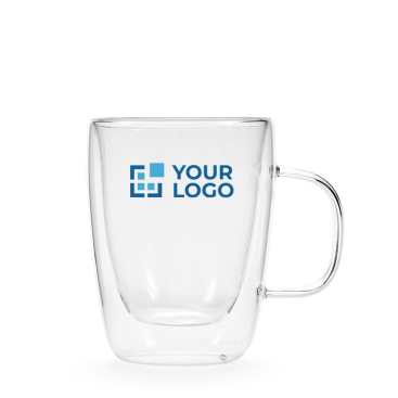 Caneca de vidro de borossilicato com parede dupla 260ml