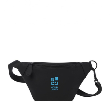 Bolsa de cintura de material reciclado com alça e fecho com clipe