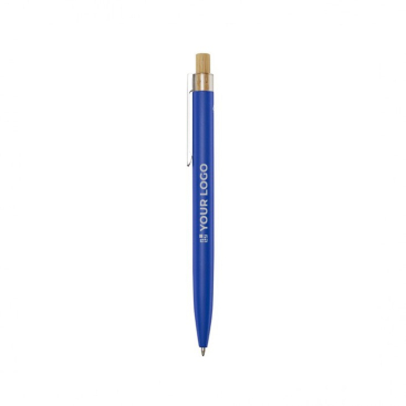 Caneta de alumínio e bambu com detalhe transparente tinta preta