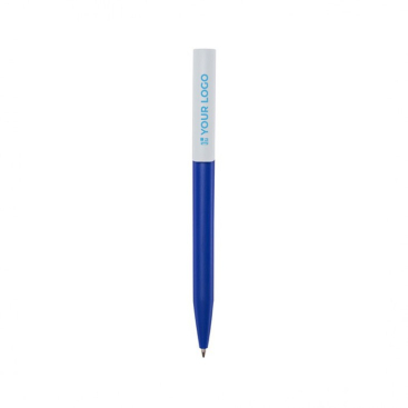 Caneta de plástico reciclado de várias cores com tinta azul