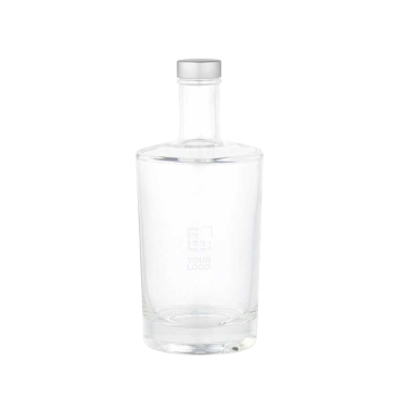 Garrafa cilíndrica de vidro com tampa prateada antigotas 540ml