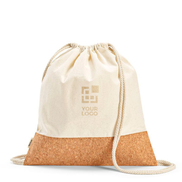 Mochila de cordas de algodão reciclado com fundo de cortiça 180 g/m2
