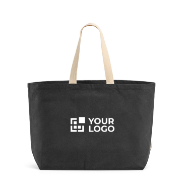 Saco de compras em algodão reciclado de 32 L com fole 400 g/m²