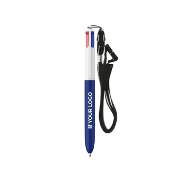 Caneta de plástico com lanyard para pendurar e tinta de 4 cores BIC®