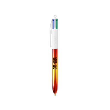 Caneta de plástico com acabamento metálico e tinta 4 cores Flags BIC®