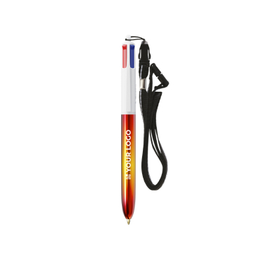 Caneta de plástico, acabamento metálico e tinta de 4 cores Flags BIC®