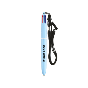 Caneta de plástico em tons pastel com fita e tinta de 4 cores BIC®