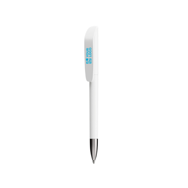 Caneta de plástico com secção metálica cromada e tinta azul BIC®