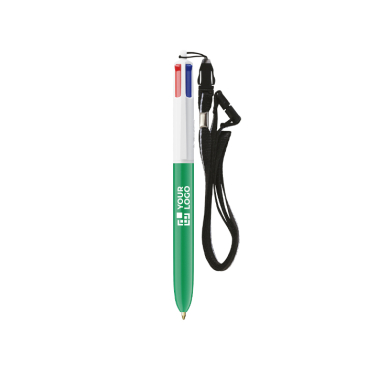 Caneta de plástico com lanyard para pendurar e tinta de 4 cores BIC®