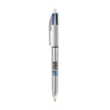 Caneta de plástico com acabamento metálico e tinta de 4 cores BIC®
