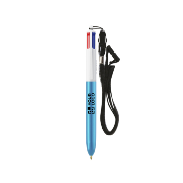 Caneta plástico com acabamento metálico e tinta de 4 cores Shine BIC®