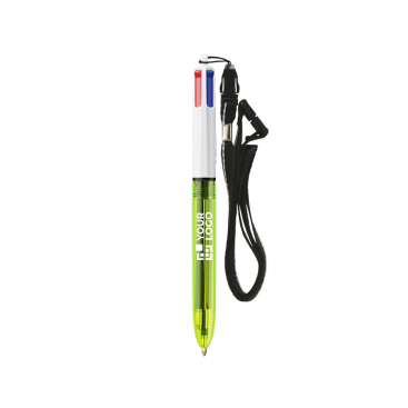 Caneta de plástico com lanyard, tinta 3 cores e 1 marcador BIC®