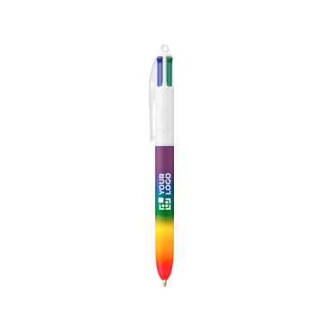Esferográfica de plástico estilo arco-íris com tinta de 4 cores BIC®