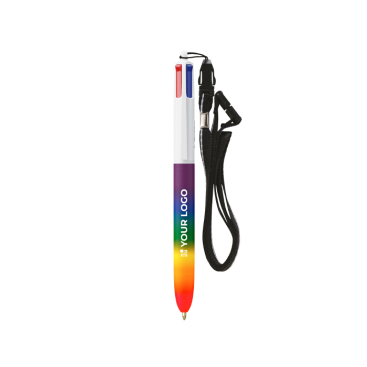 Caneta de plástico cores arco-íris com fita e 4 cores de tinta BIC®