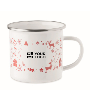Caneca de metal esmaltado estilo natalício em caixa individual 300 ml