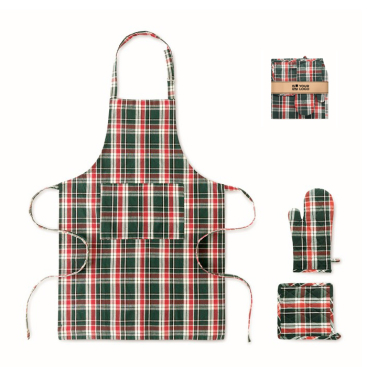 Conjunto de cozinha em algodão aos quadrados 200 g/m²