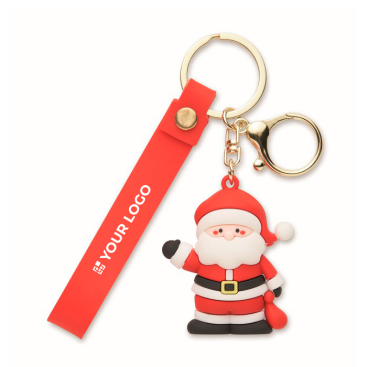Porta-chaves de plástico com figura de Pai Natal e argola para pendurar