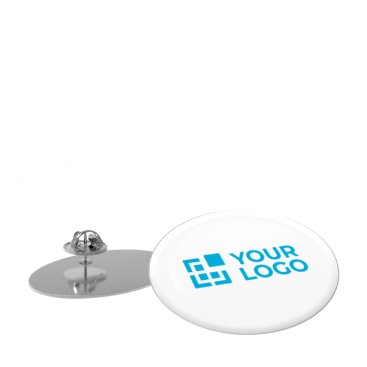 Pin metálico oval médio com acabamento brilhante e fecho tipo borboleta